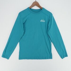 Kastlfel T Shirt Mens S Teal Blue Graphic Long Sleeve Cotton Ride Out The Waves
